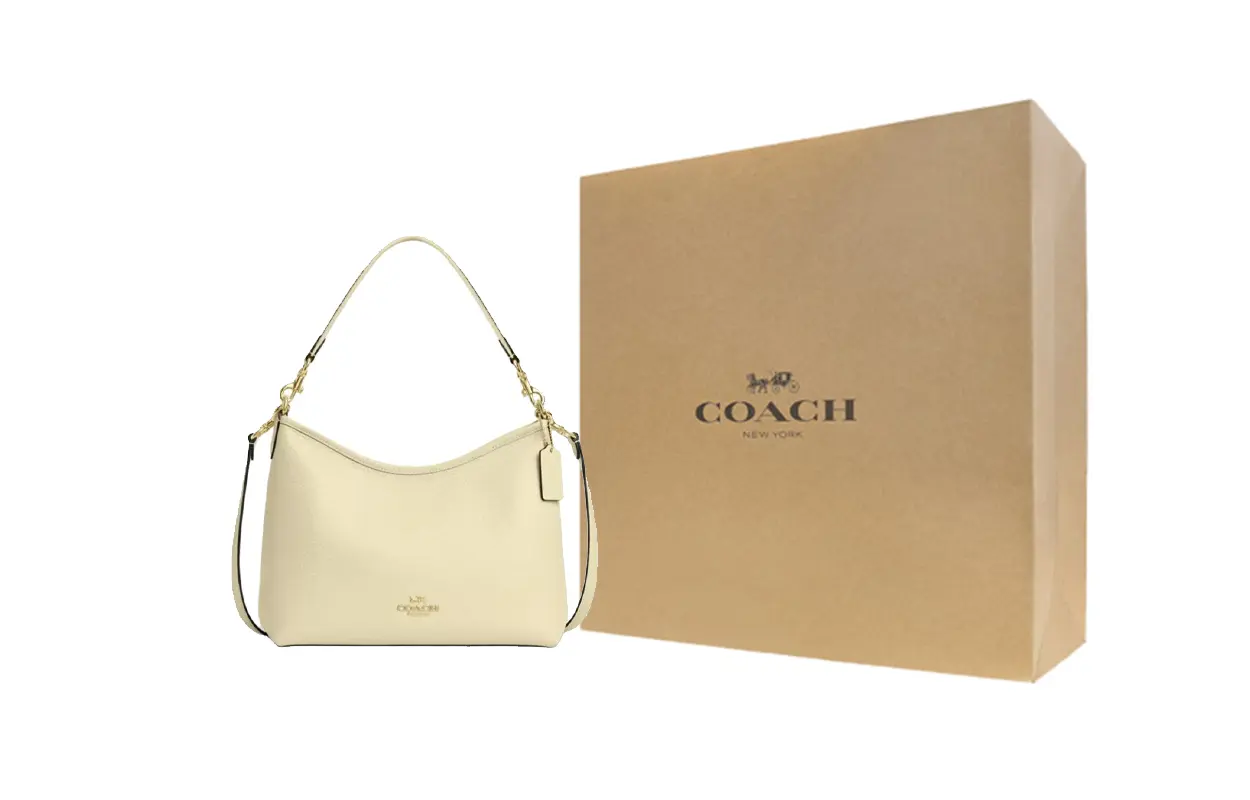 

COACH Кожаная женская сумка через плечо большая бежево-желтая