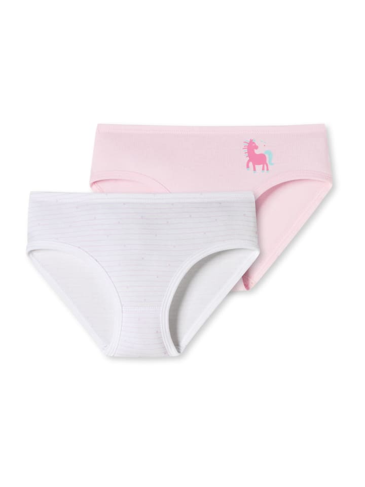 

Schiesser Трусы-хипстеры, комплект из 2 штук, базовые детские, бело-розовые