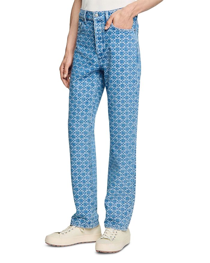 

Прямые джинсы Regular-Fit Square Cross в синем винтажном дениме Sandro, синий