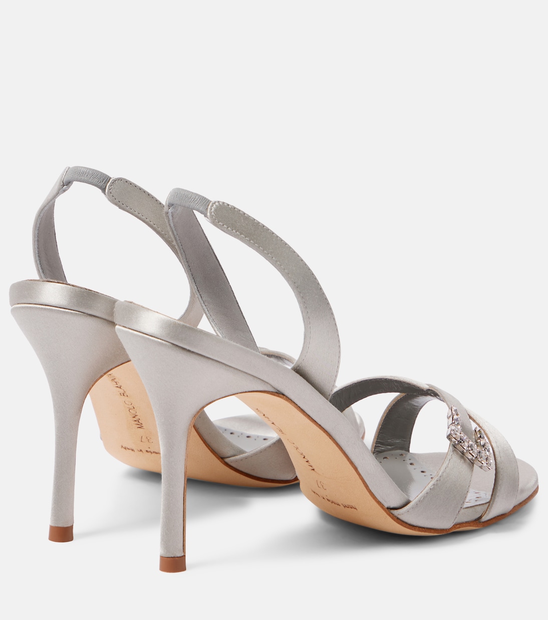 Босоножки Ramisli с атласным декором и открытой пяткой Manolo Blahnik, серый — фото 3