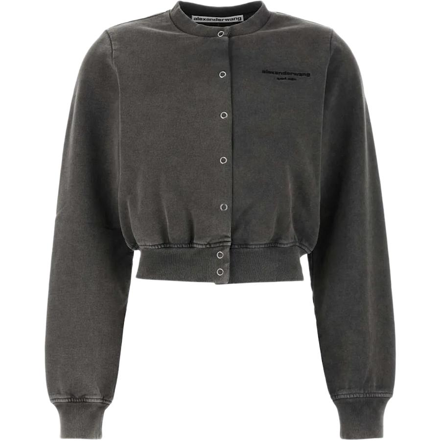 

Сморщенный свитшот на кнопках Alexander Wang, серый