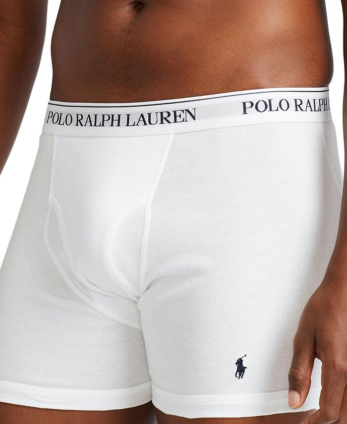 Мужской комплект из 3 штук. Классические хлопковые трусы-боксеры Polo Ralph Lauren, белый — фото 4