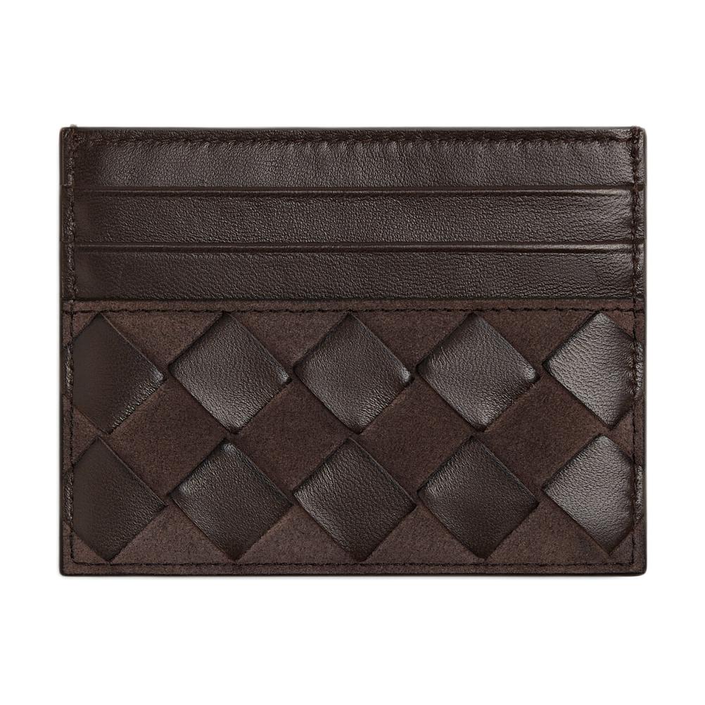 

Bottega Veneta Плетёный картхолдер из овечьей кожи с элементами из коровьей кожи женский шоколадно-коричневый