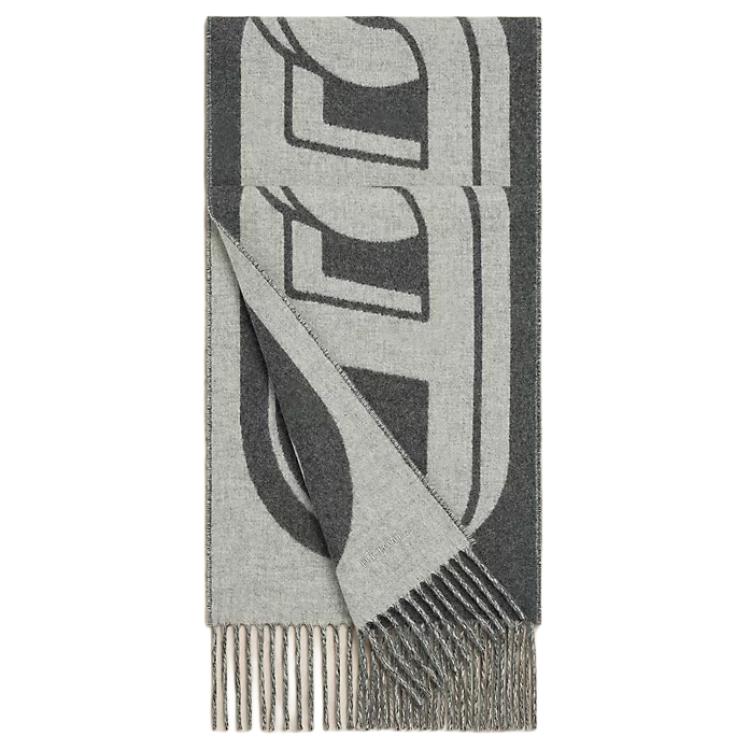 

HERMES Кашемировый вязаный шарф мужской светло-серый меланж, Light Mixed Gray