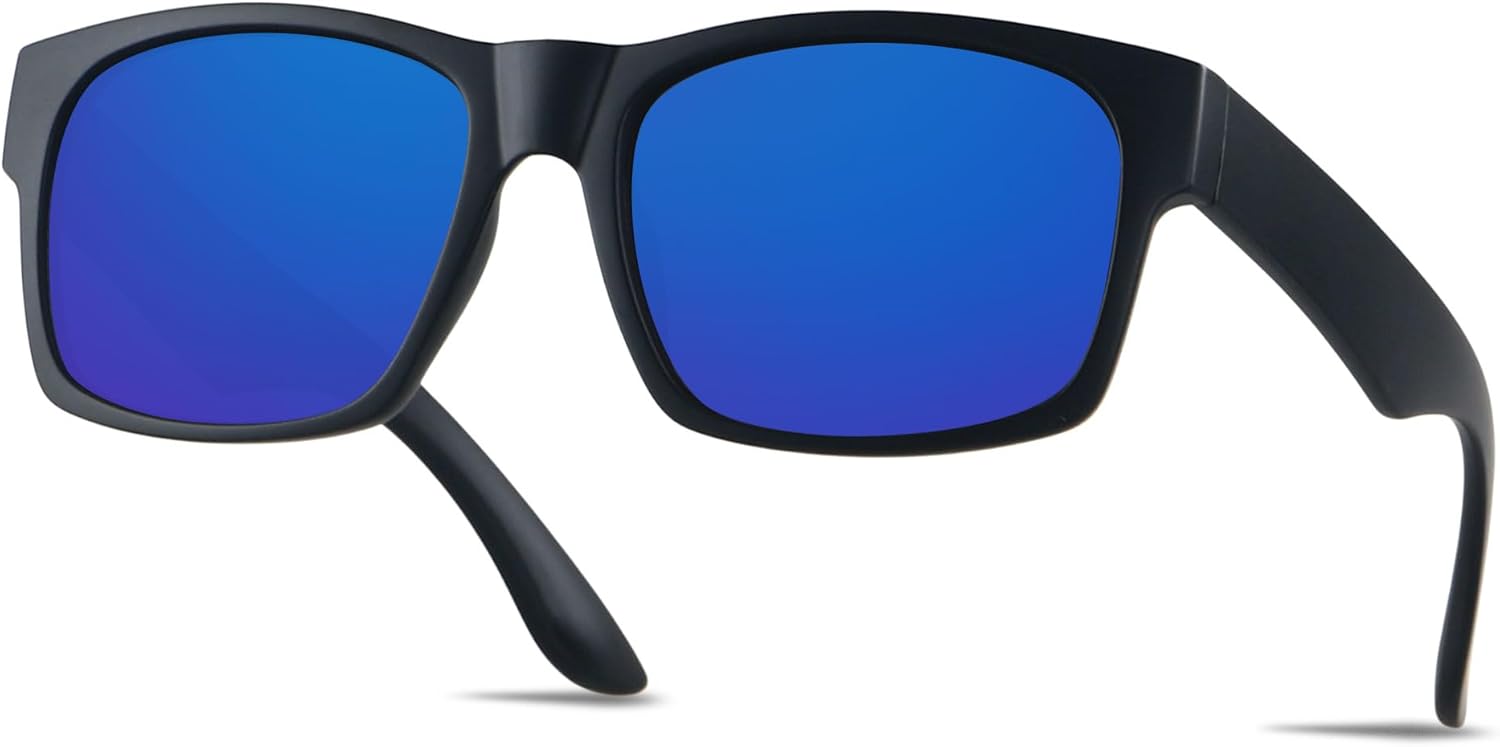 

Солнцезащитные очки LYZOIT Extra Large для мужчин с большой широкой головой, поляризованные, XXL, увеличенного квадратного размера, Matte Black | Polarized Mirror Blue