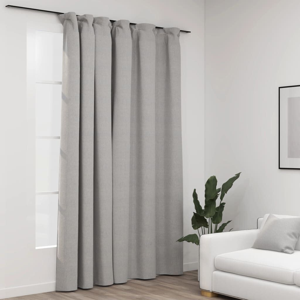 

Штора блэкаут с крючками льняной оттенок серо-коричневый 290х245 см DKD HOME DECOR, серый