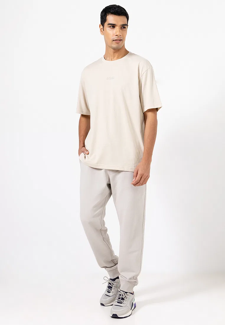 Футболка с коротким рукавом, модель Tee 10, BOSS Green, светло-бежевый — фото 4