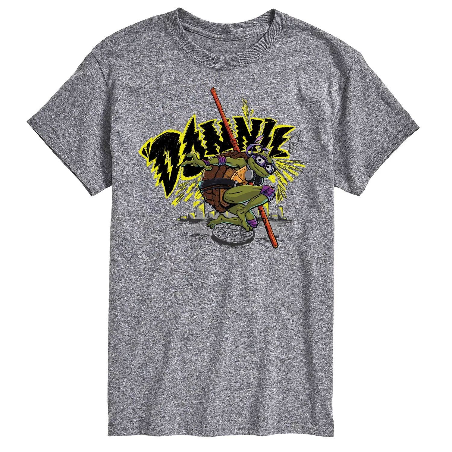 

Футболка с рисунком Big & Tall Teenage Mutant Ninja Turtles Дон Licensed Character, серый