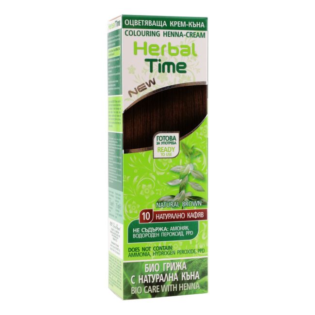 

Окрашивание хной крем-краска для волос Herbal Time, цвет 10 natrual brown, 75 мл