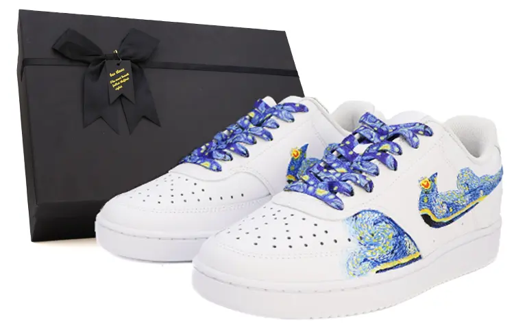 

Кроссовки Nike Court Vision 1 Skateboarding Shoes Women's Low-top White, белый/синий