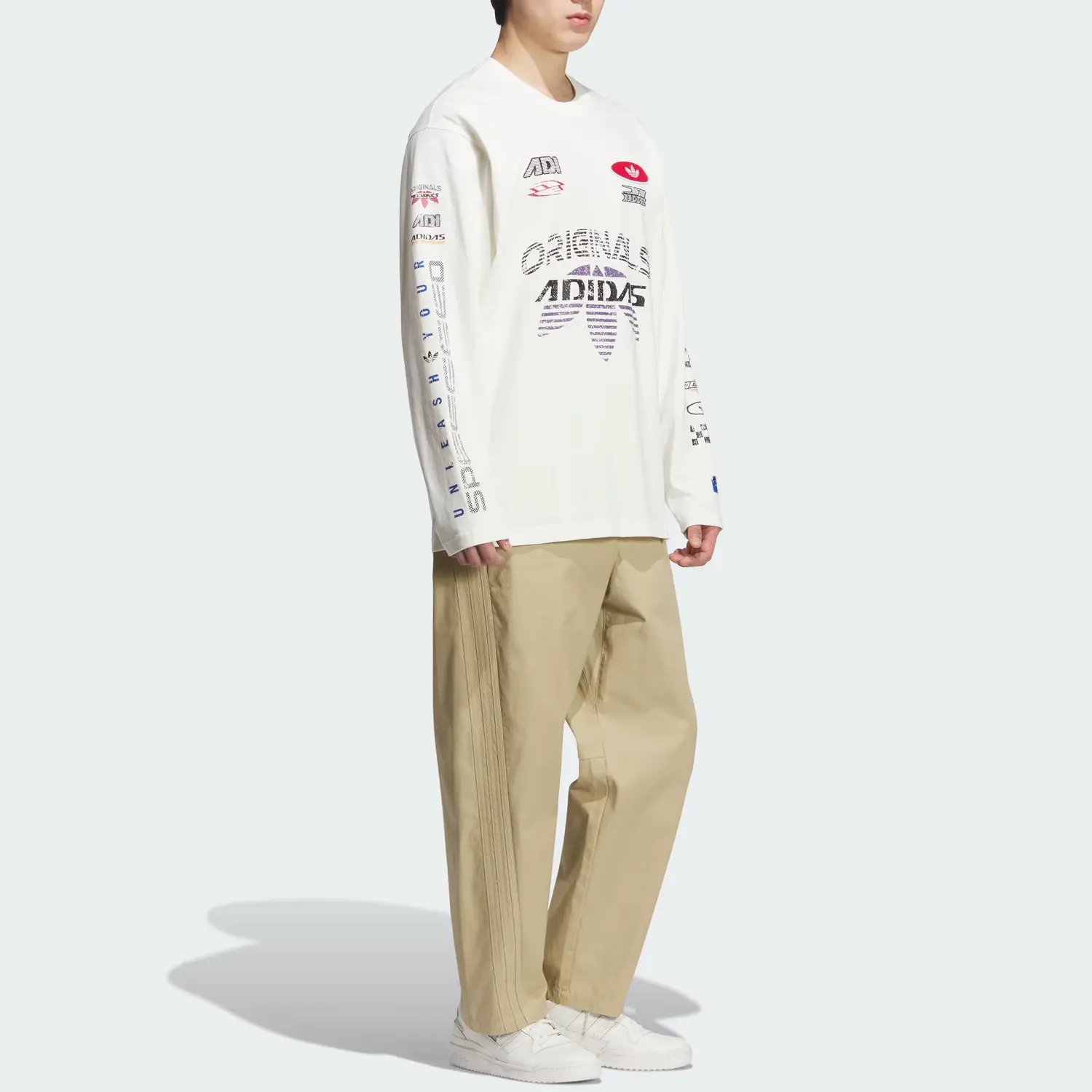 Лонгслив Adidas Originals Moto, белый — фото 4