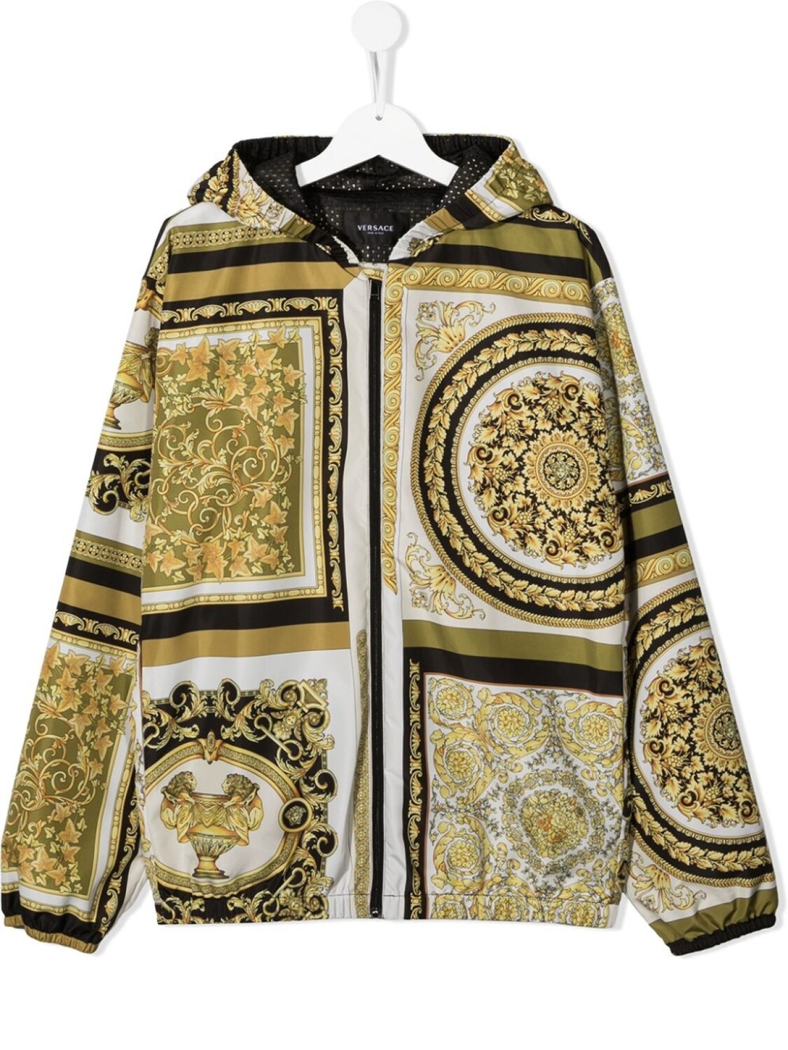 

Versace Kids куртка с капюшоном и принтом Barocco, желтый