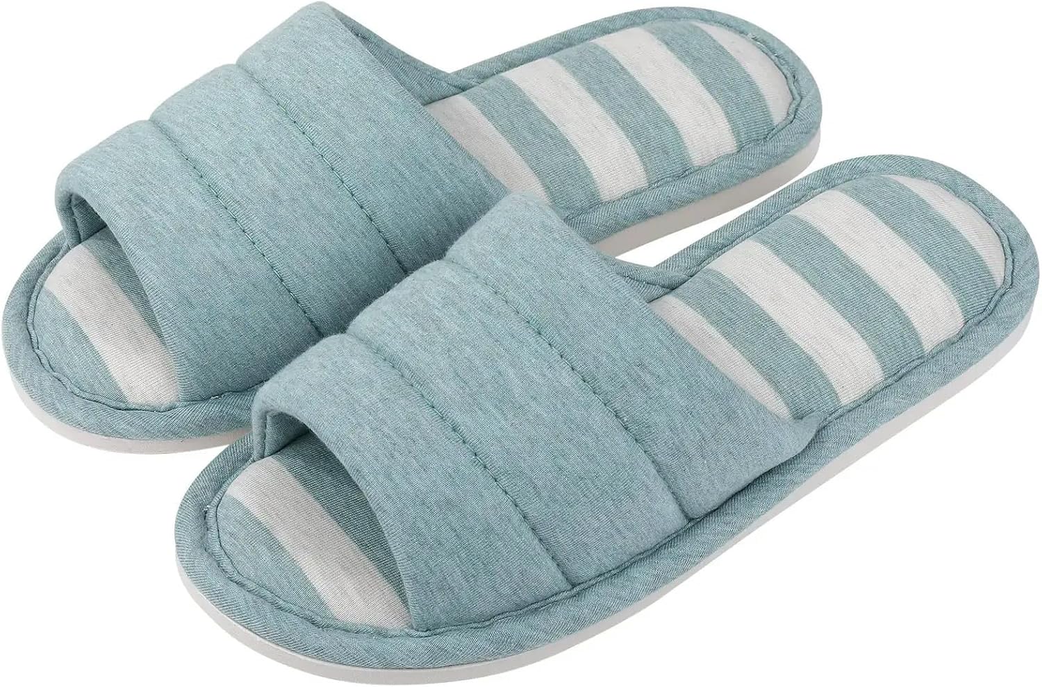 

Домашние мягкие тапочки для женщин и мужчин с открытым носком, слайдеры для спальни, дышащие, с памятью формы, на плоской подошве Solaraminds, бирюзовый