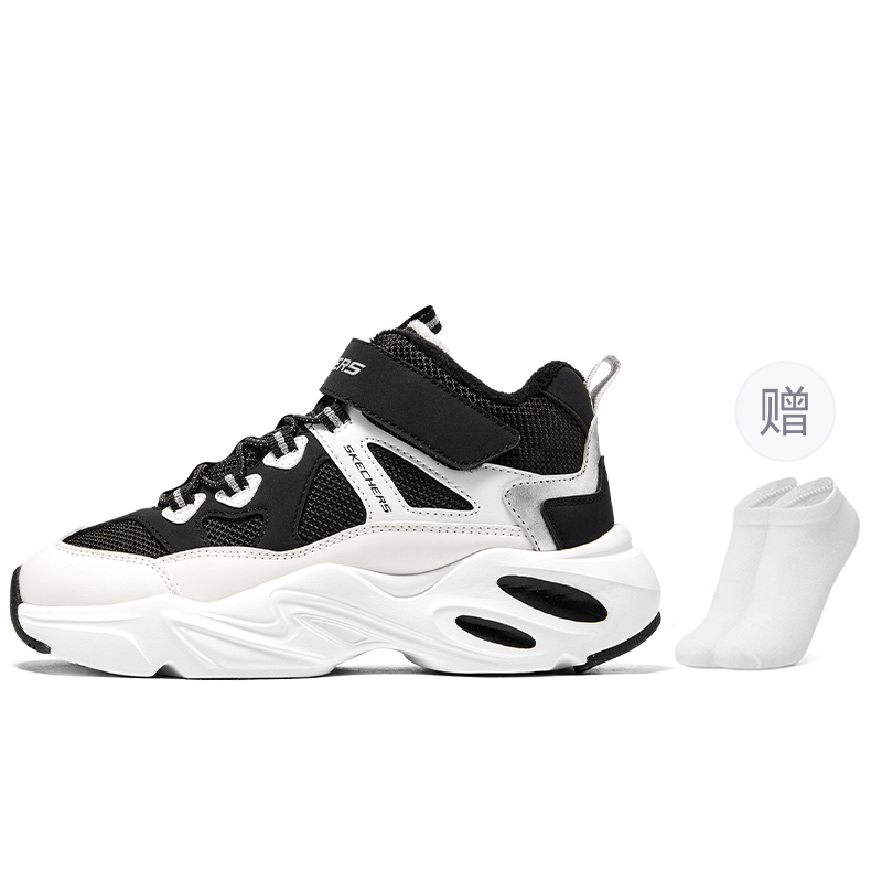 

Skechers Kids Meteor Abrasion Resistant Thermal Mid top детские кроссовки для бега Black White для подростков