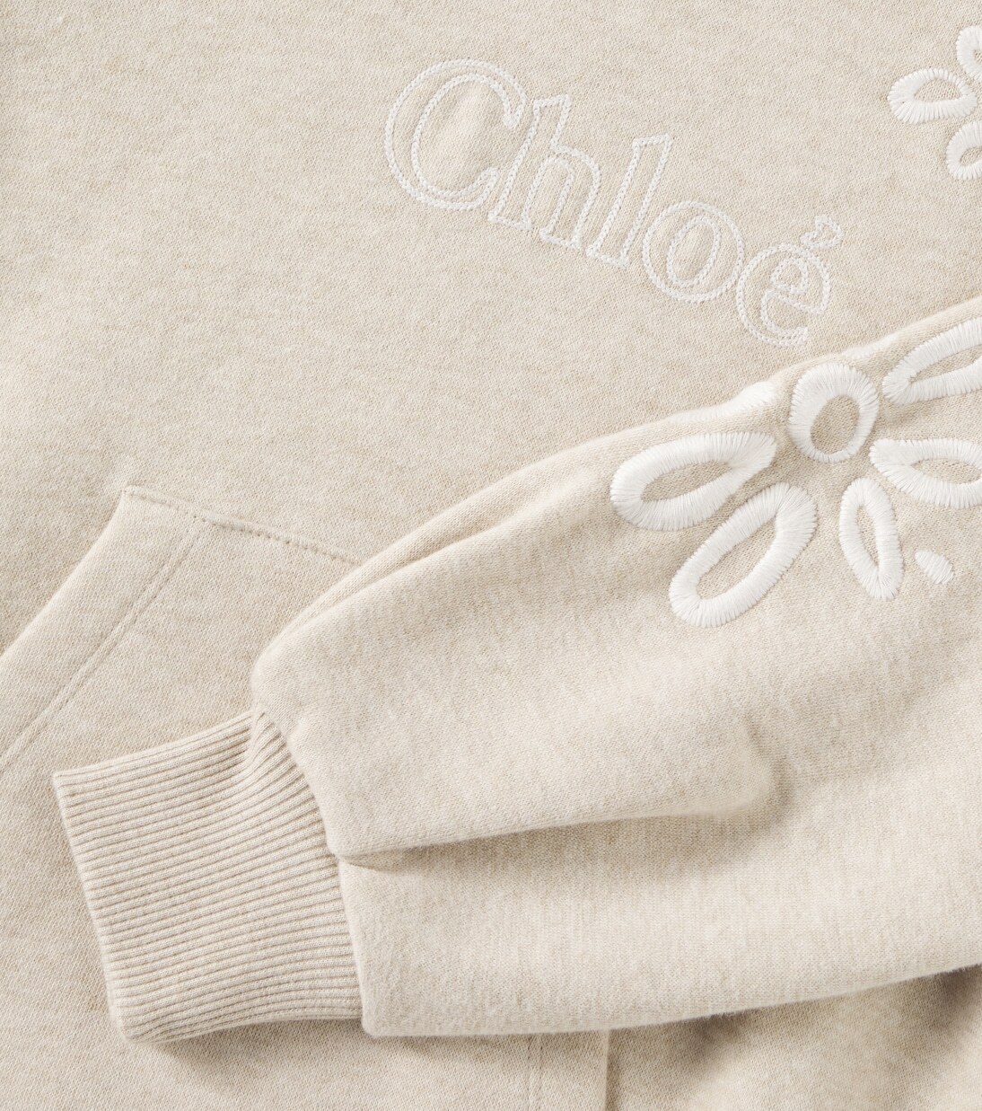 Платье-свитшот из хлопкового джерси с логотипом Chloé Kids, Beige Marl — фото 2
