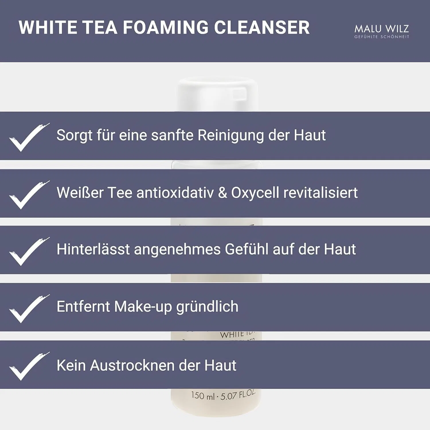 Пенка для умывания Malu Wilz — Очищающая пенка для лица White Tea Foaming Cleanser, 150 мл — фото 4