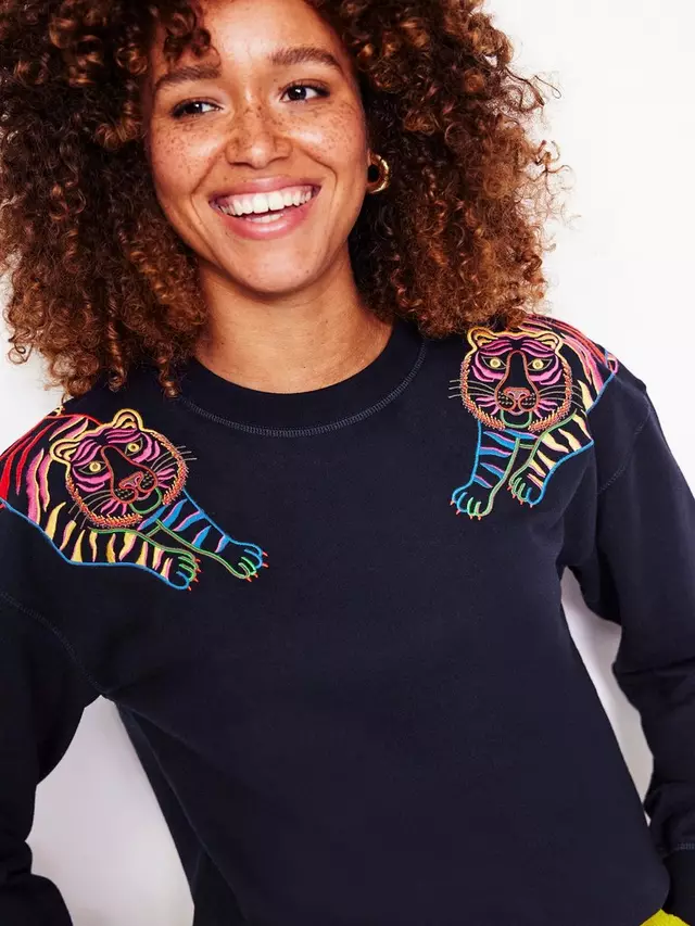 

Толстовка Boden Emi Embroidered Tigers, цвет navy/multi