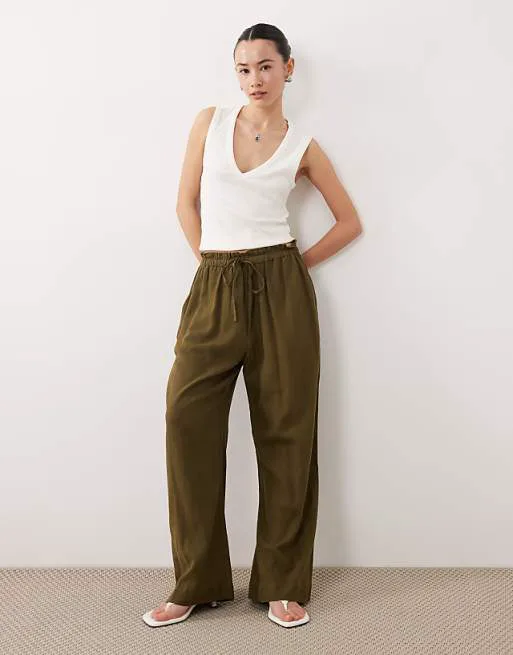 

Брюки цвета хаки из смесового льна Nothing's Child Petite Fosse