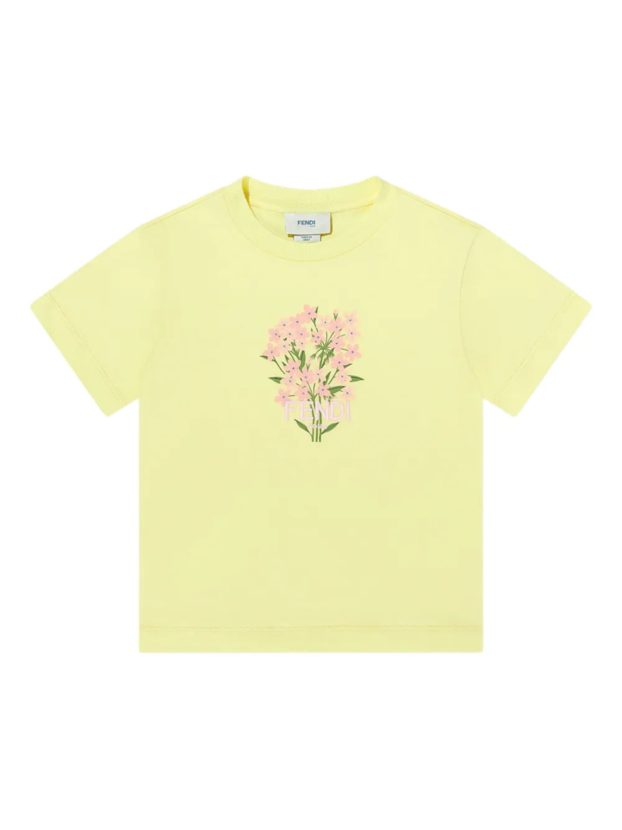

Футболка из хлопка с вышитым логотипом Fendi Kids, желтый
