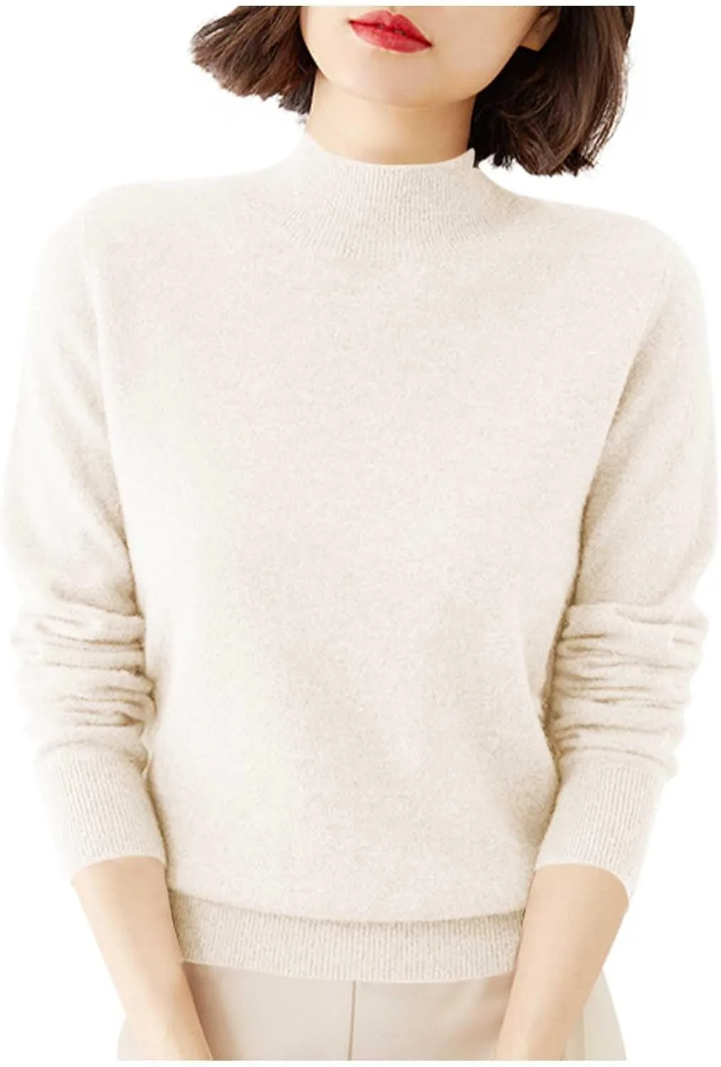 

Кашемировый свитер для женщин с воротником-стойкой, теплый, с длинными рукавами