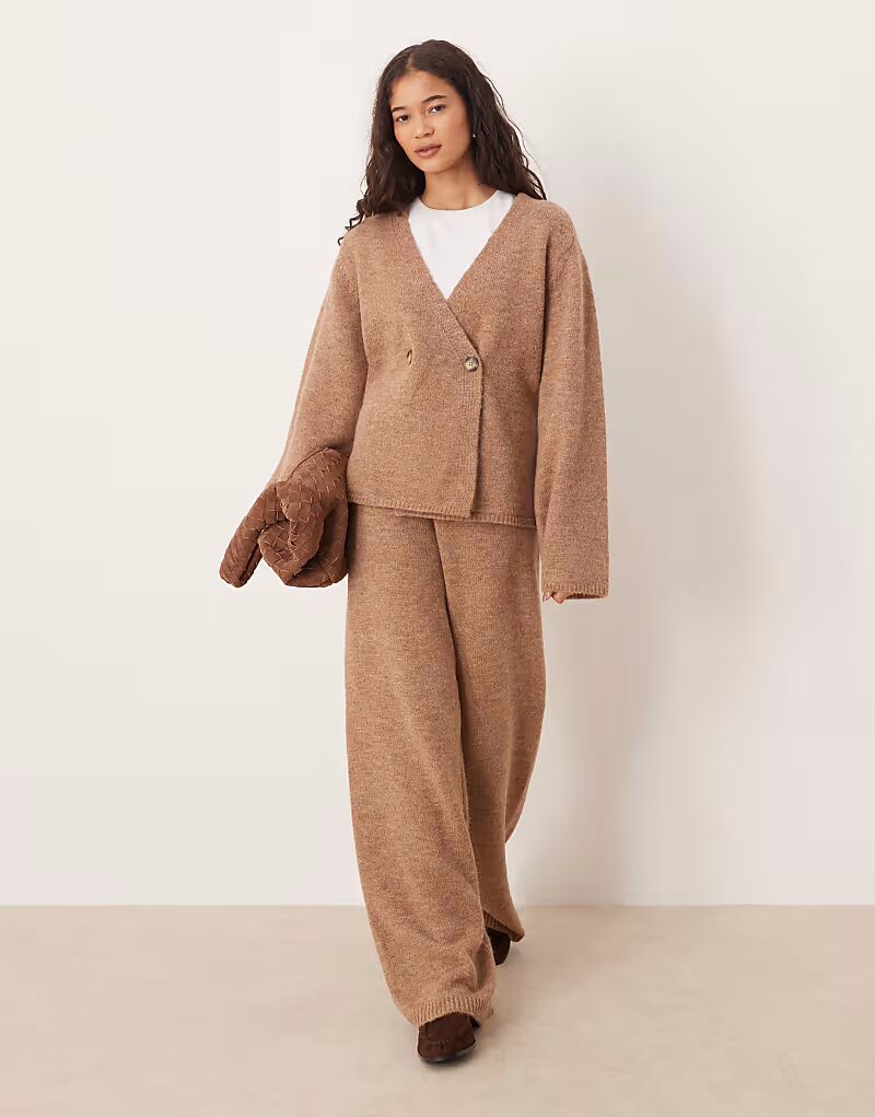 

Широкие трикотажные брюки Yas, коричневый