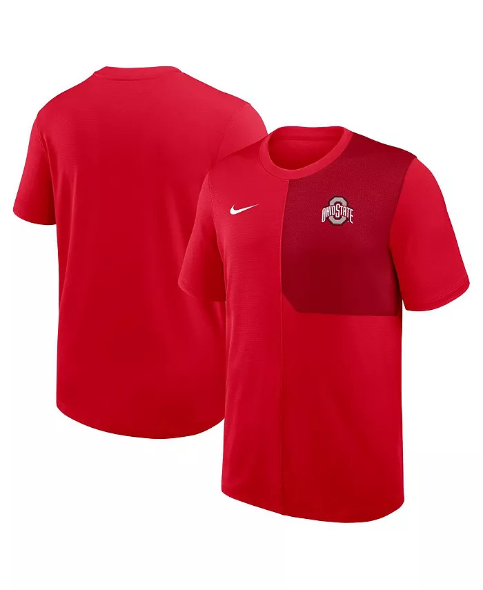 

Мужская футболка Ohio State Buckeyes 2025 Sideline UV Performance Coach цвета алого Nike