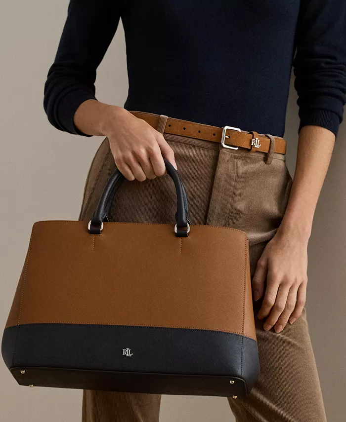 

Большая сумка Hanna из полосатой кожи Lauren Ralph Lauren, коричневый