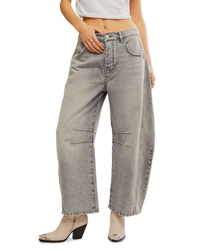 

Джинсы Free People We The Free Good Luck в цвете Falcon Grey со средней посадкой, серый