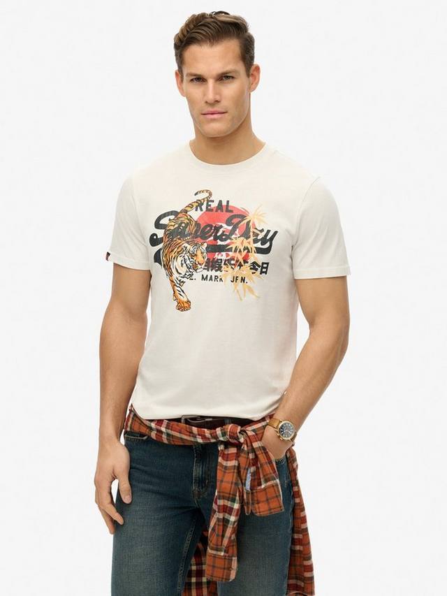 

Винтажная футболка с логотипом из органического хлопка Superdry, цвет Bone White