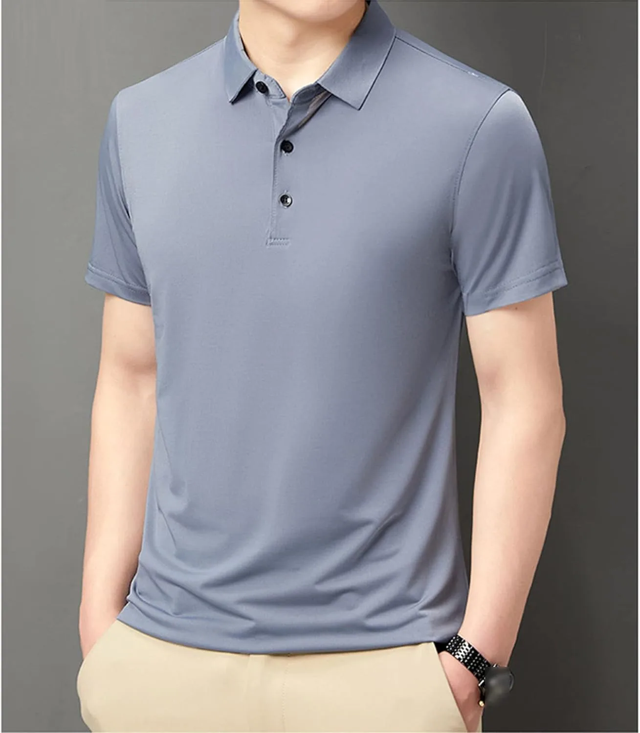Мужская рубашка с воротником и коротким рукавом Regular-Fit — фото 2