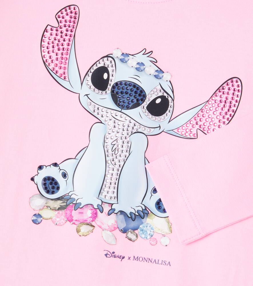 Топ из хлопкового джерси Disney Stitch Monnalisa, Rosa Fairytale — фото 3