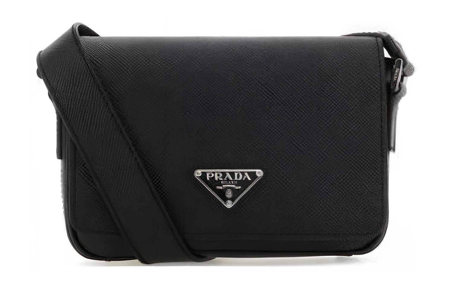 

Сумка-мессенджер из кожи Saffiano, черная наплечная сумка мужская PRADA