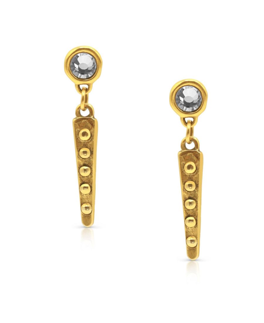 

Серьги-гвоздики с кубическим цирконием, покрытым 12-каратным золотом, и текстурированным подвесным элементом в виде шипа Bowood Lane, Gold