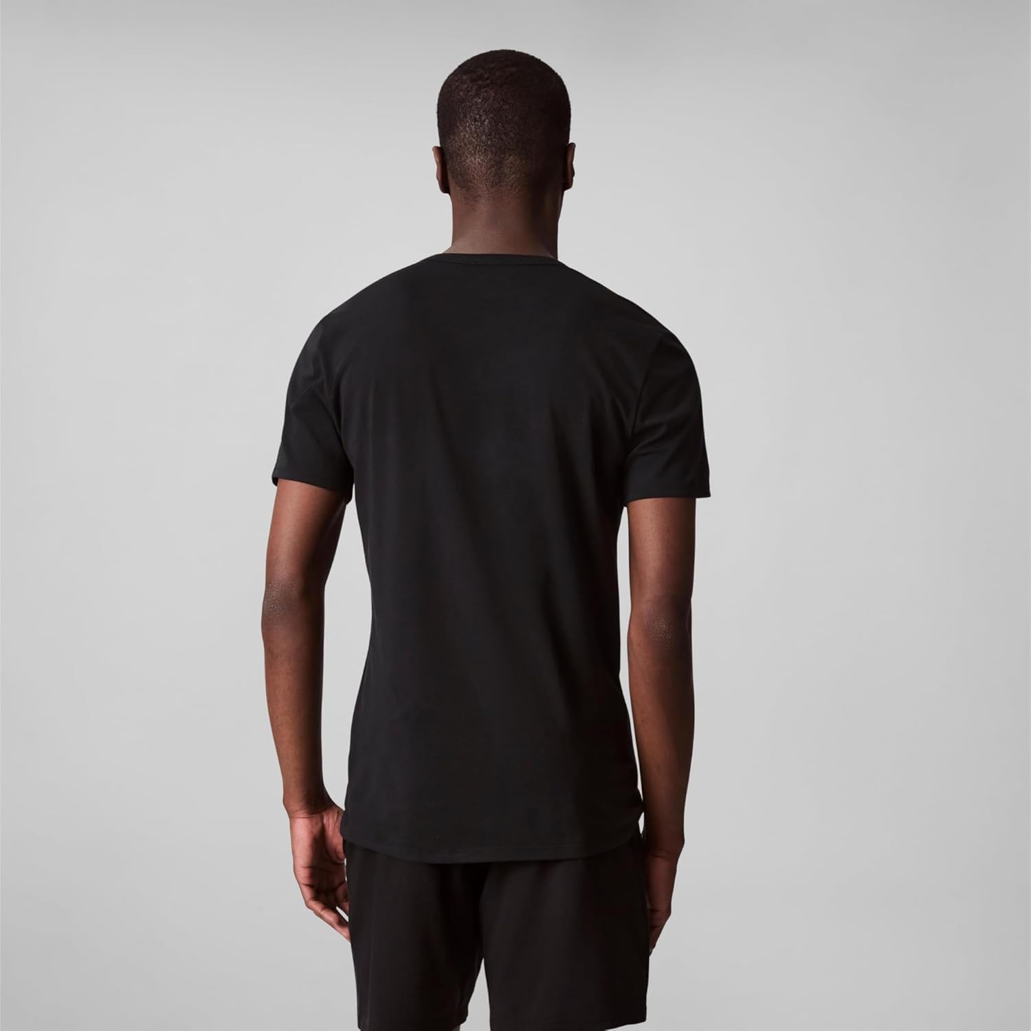 Комплект из 3 мужских нижних маек Calvin Klein из хлопка и эластичной ткани, 3 Black Crewneck — фото 3