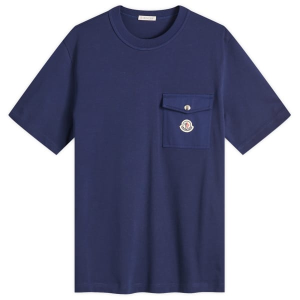 

Футболка из плотного хлопка с карманом Moncler, синий