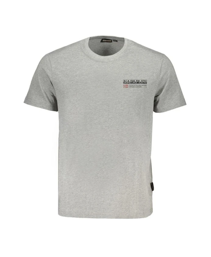 

Серая хлопковая футболка с короткими рукавами и логотипом Napapijri, серый