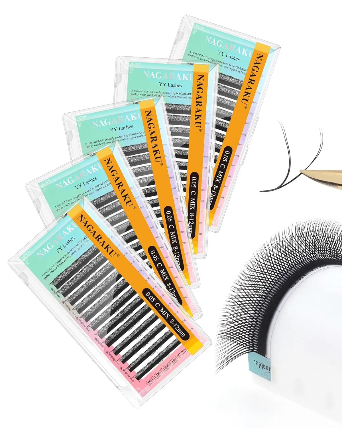 Набор накладных ресниц «YY Eyelashes 4D» от NAGARAKU Nagaraku, 0.05 C-4D Y