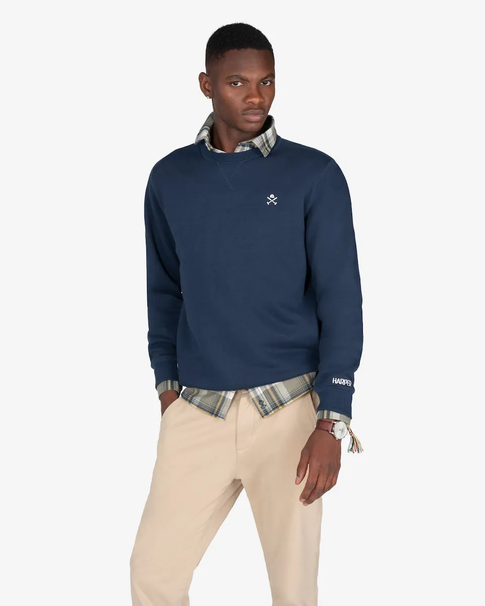 

Мужская толстовка с круглым вырезом и крупным принтом Harper & Neyer, синий