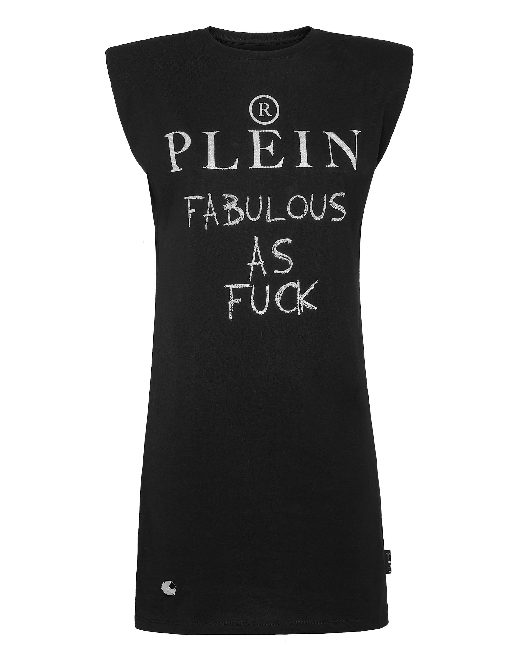 

Короткое платье без рукавов с кристаллами PHILIPP PLEIN, черный