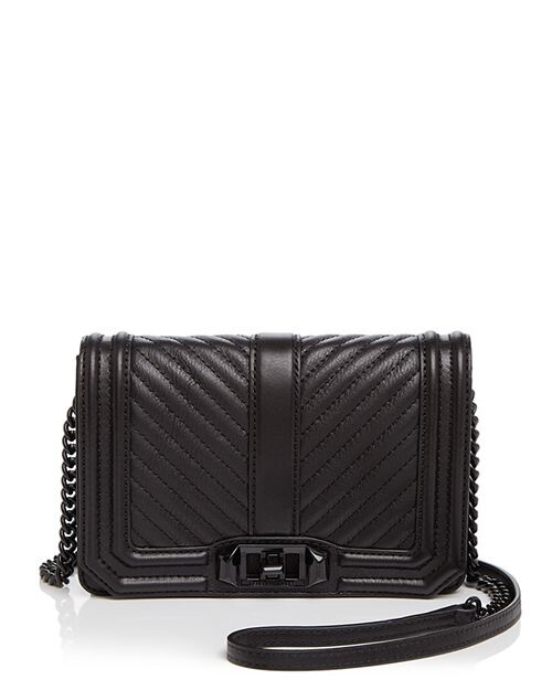 

Маленькая кожаная сумка через плечо Love Chevron Quilt Rebecca Minkoff, цвет Black