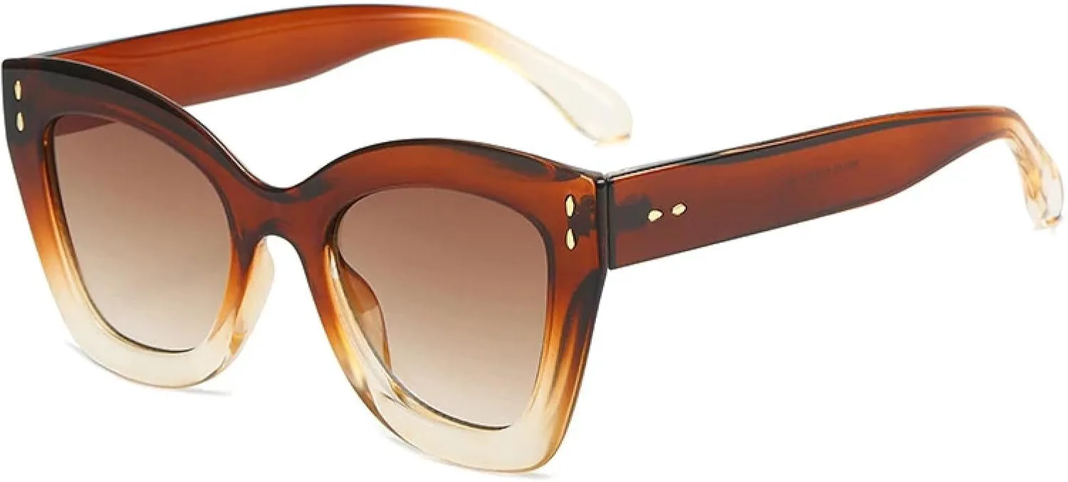 

Солнцезащитные очки «кошачий глаз» для женщин, модные солнцезащитные очки UV400, ретро-очки для мужчин с градиентным переходом цвета SZVVBKK, Brown Tea Gradient