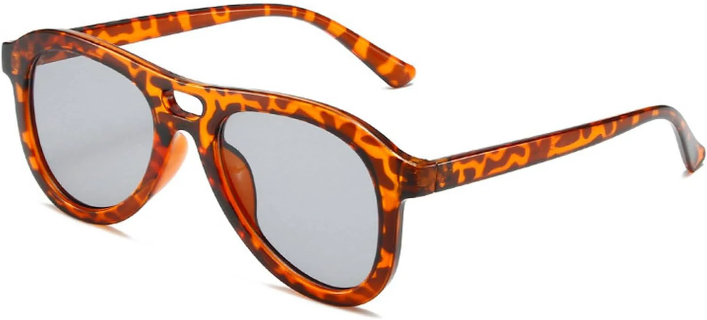 

Солнцезащитные очки Laureles в винтажном стиле с двойной перемычкой, пилотные, мужские и женские, с леопардовым принтом, серые, с защитой от УФ-излучения UV400, C7