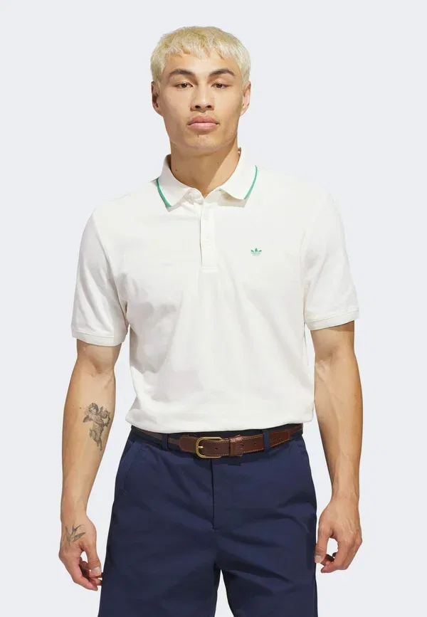 Поло Adidas Golf Originals, цвет мелово-белый с зелёным кортом