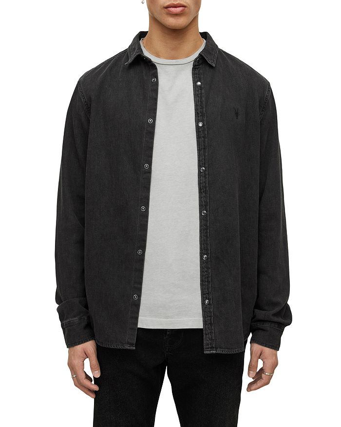 

Джинсовая рубашка с длинным рукавом Gleason ALLSAINTS, черный