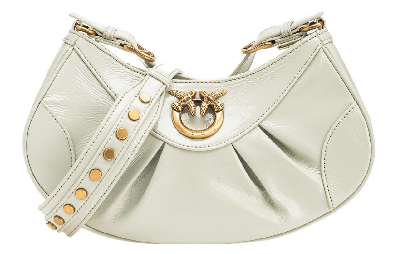 

PINKO Сумка-полумесяц из овчины с лакированной кожей Женская травянисто-зеленая сумка через плечо