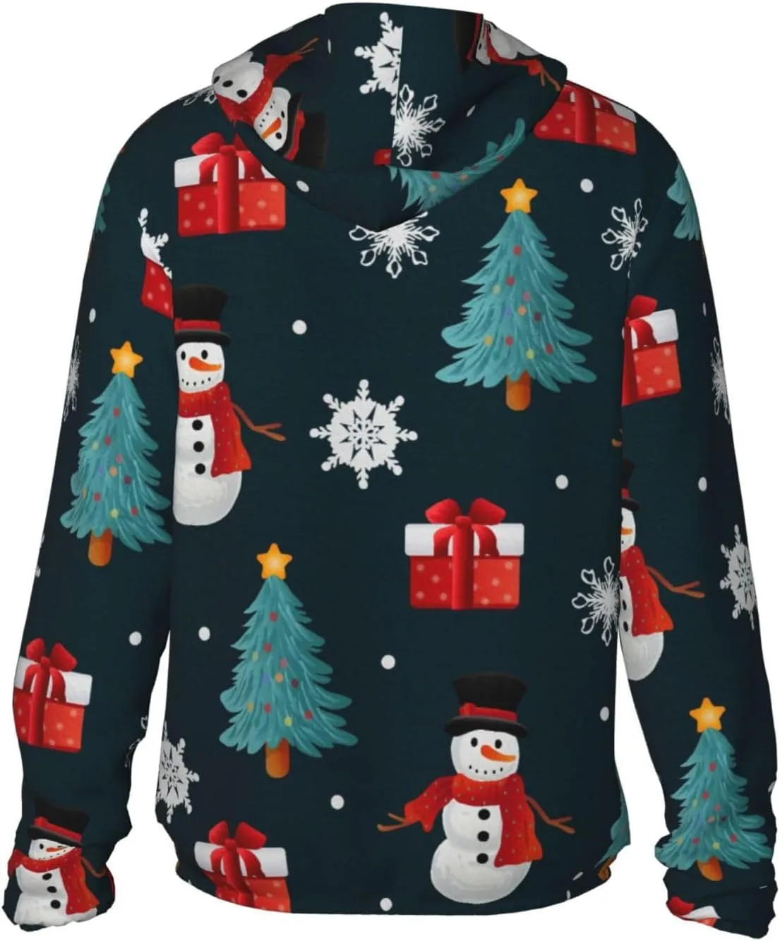 Толстовка с капюшоном Snowmen Christmas, защита от солнца, легкая, на молнии — фото 4