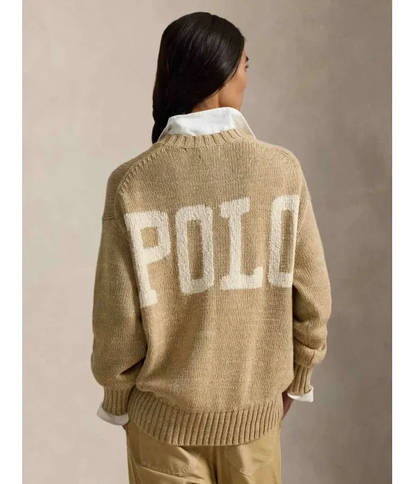 Свитер relaxed fit Polo Ralph Lauren, бежевый — фото 3