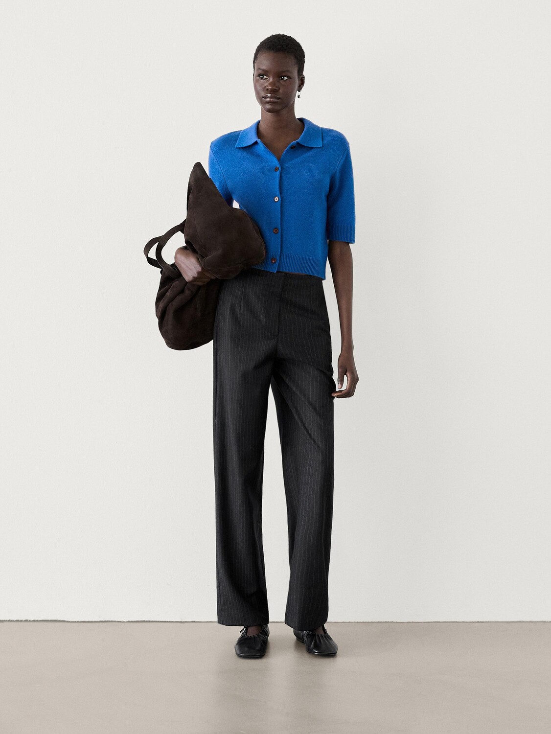 

Вязаный кардиган с коротким рукавом Massimo Dutti, синий