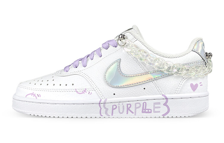 

Кроссовки Nike Court Vision 1 Skateboard Shoes Women's Low-Top White Purple