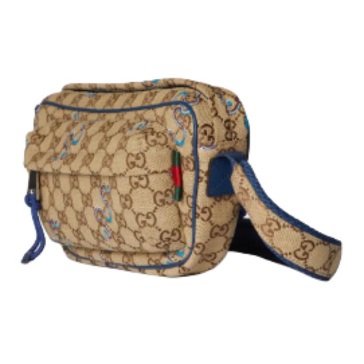 GUCCI Рюкзак-кроссбоди Canvas, маленькая сумка через плечо унисекс бежевый и темно-коричневый — фото 2
